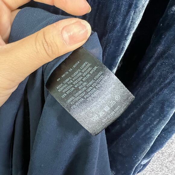 Anthropologie Floreat Crushed Velvet Shirt Dress Pockets Blue Large Petite - Picture 8 of 9